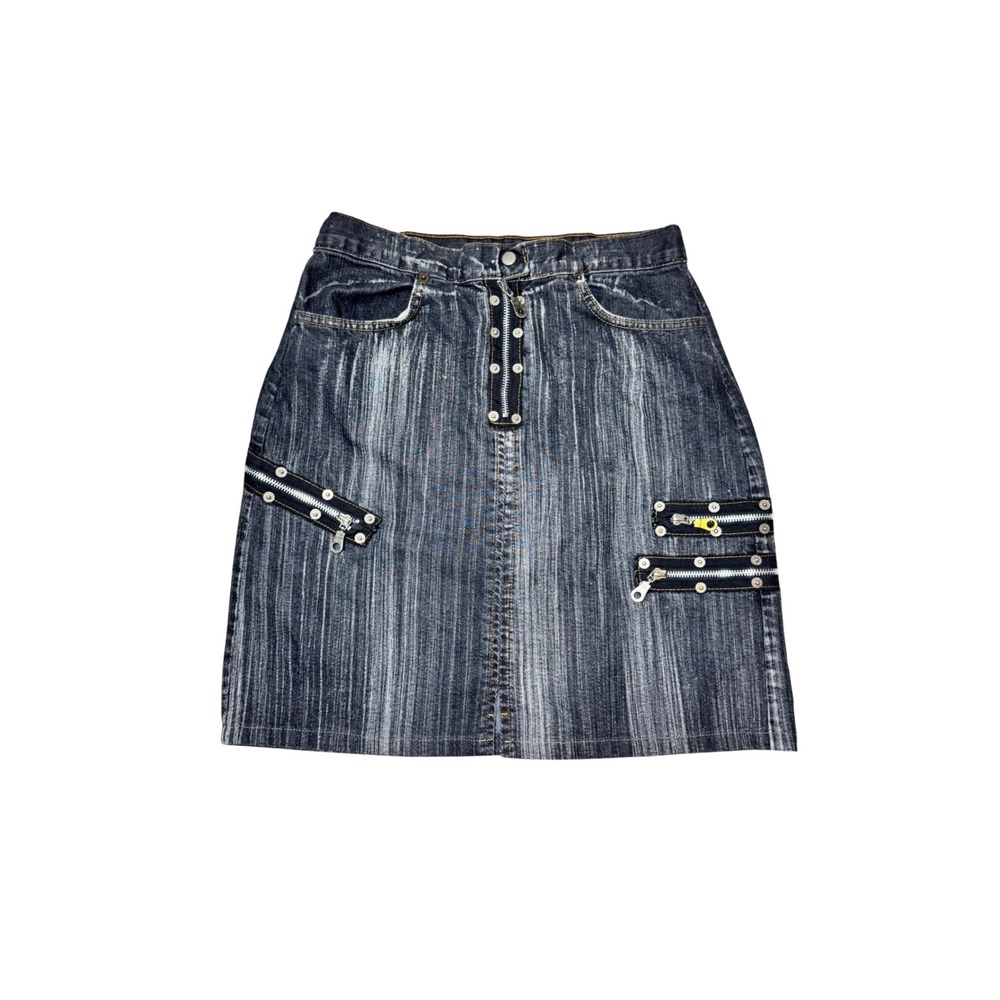Vintage Y2K Esisto Denim Mini Skirt Euro Cyber Punk Grunge Alt Industrial 30 EU